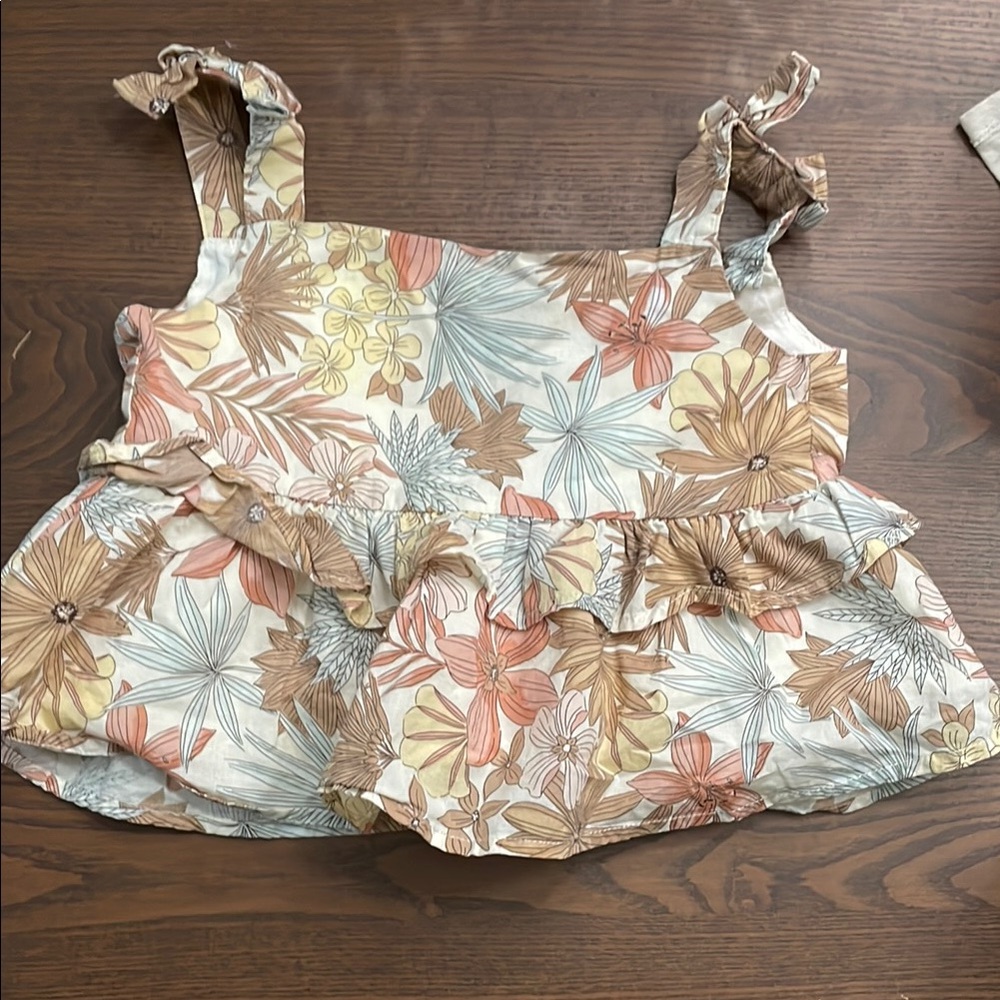 Floral Ruffle Strap Top with a  matching pair of shorts